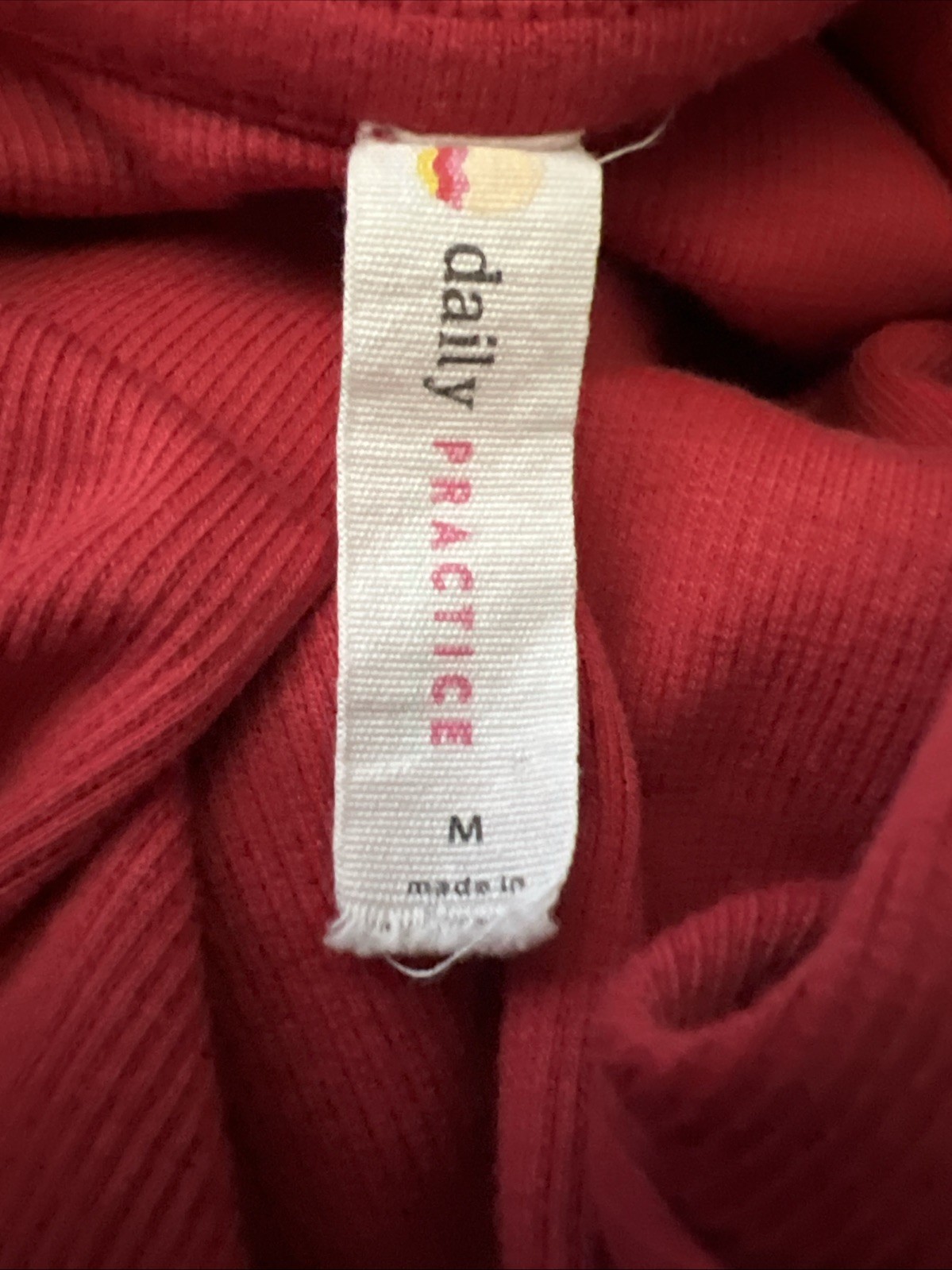 Daily Practice by Anthropologie Short-Sleeve Mini Dress Red Ribbed Tie Medium P4