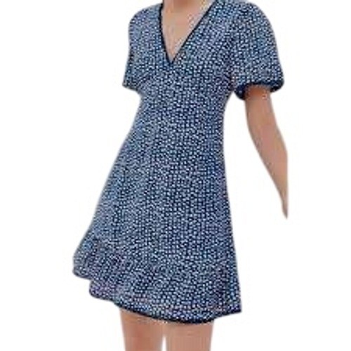 Urban Outfitters Navy Polka Dot Ruffle Hem Mini Dress S