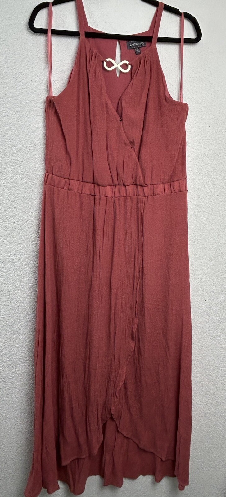 Luxology Orange Sleeveless Flowy Aline Layered Boho Maxi Dress Size 14 Hi Low