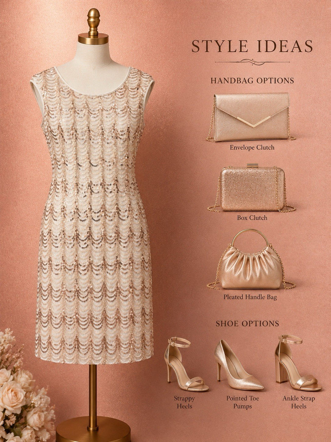 Connected Sheath Dress Size 12, Ivory Gold Sequins Cocktail Party Disco Clubbing