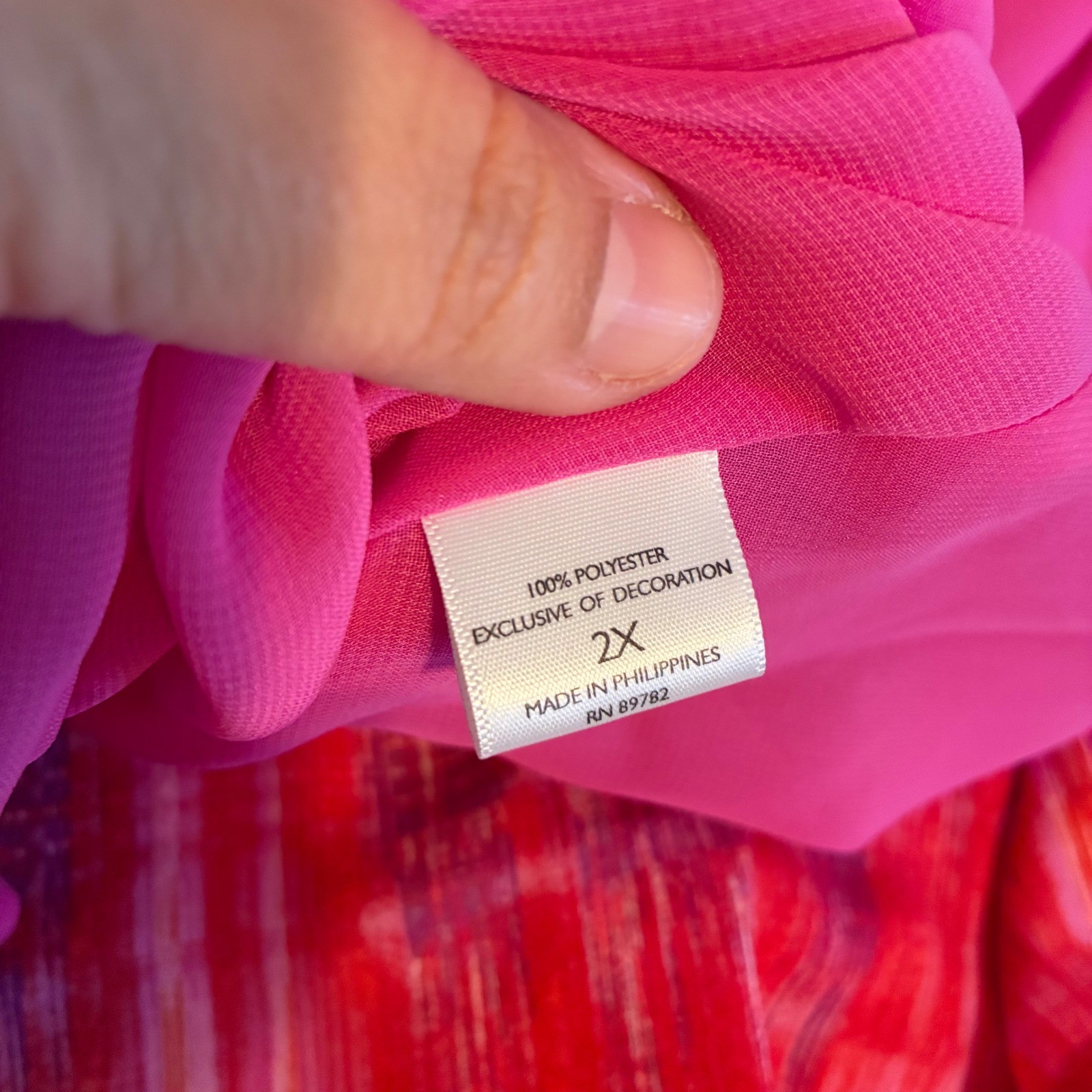 N Natori Illusions Abstract V-Neck Maxi Dress Pink Purple Red 2X GN3351 NEW