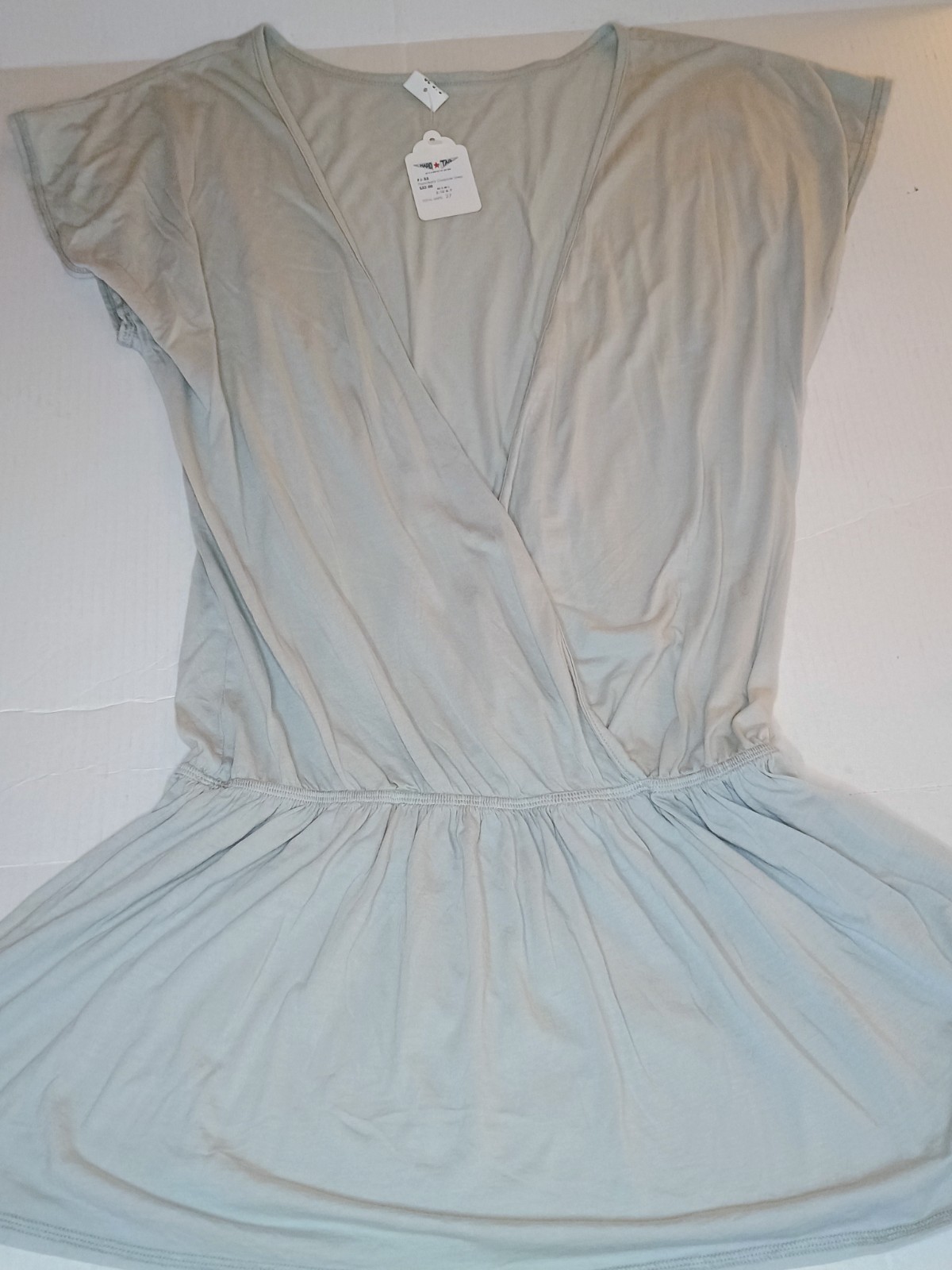 Hard Tail Front Back Crossover Dress Light Gray Size M Cotton