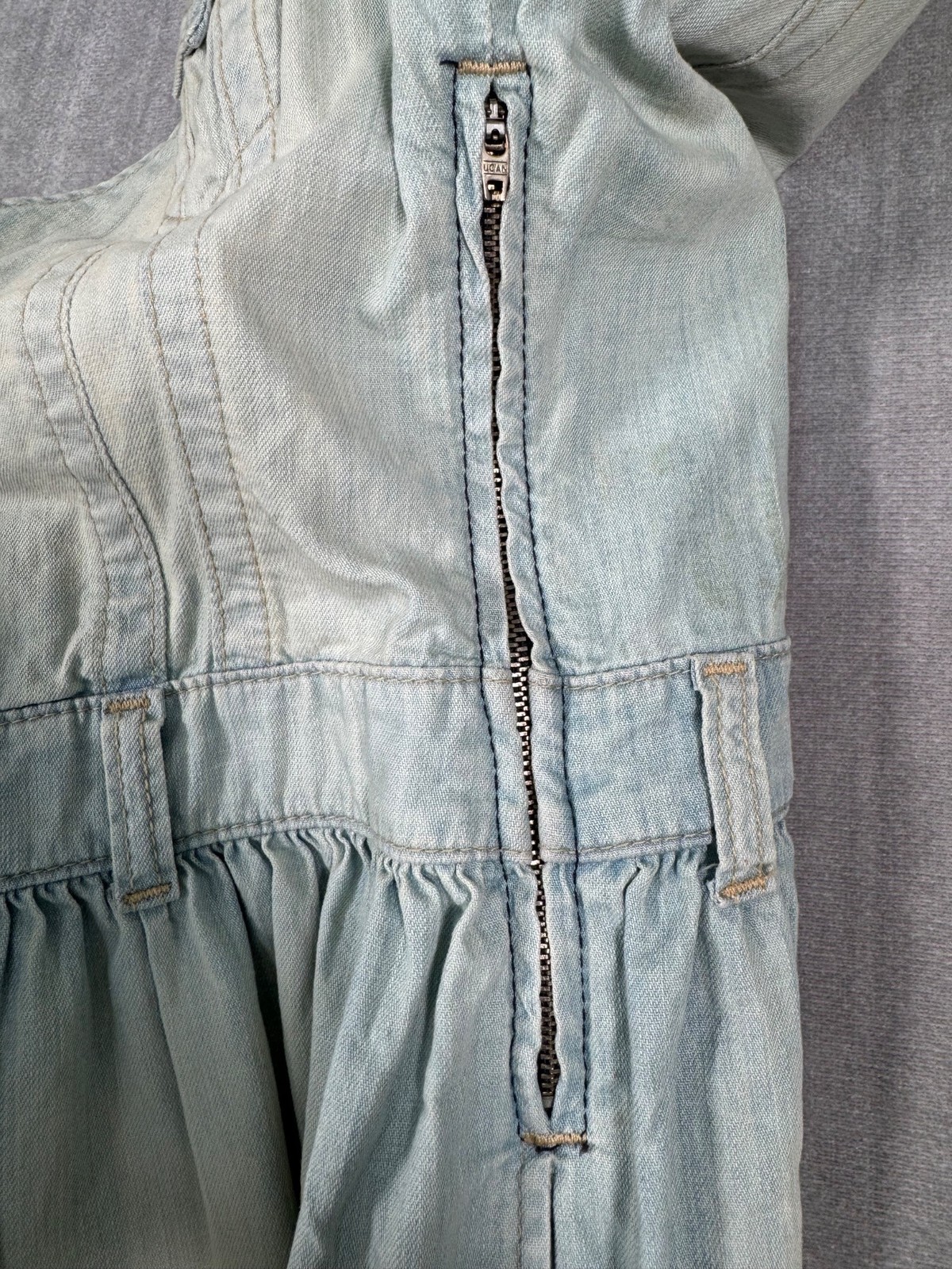 True Religion Denim “Store Sample” Button-Up Dress S Pockets Flared Light Wash