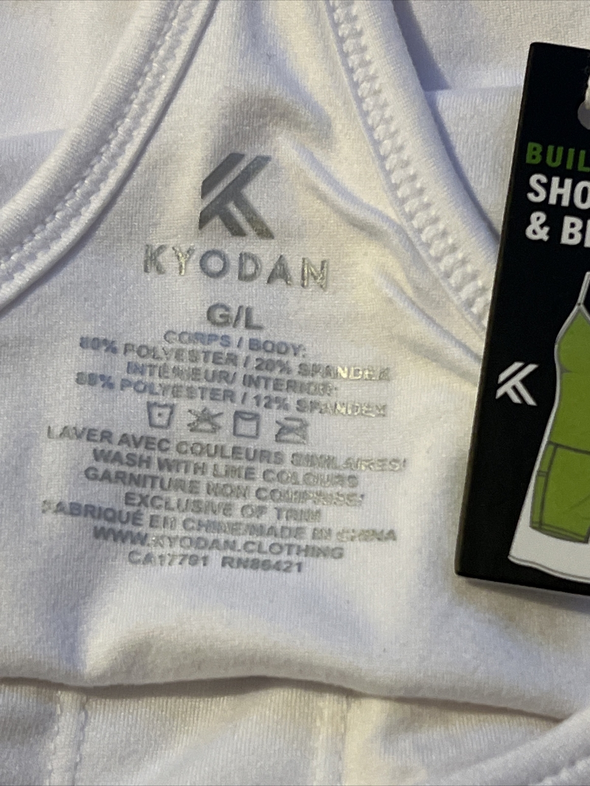 Kyodan Womens Mini Dress Large Chest-17.5” White Lined Built In Bra & Short NWT
