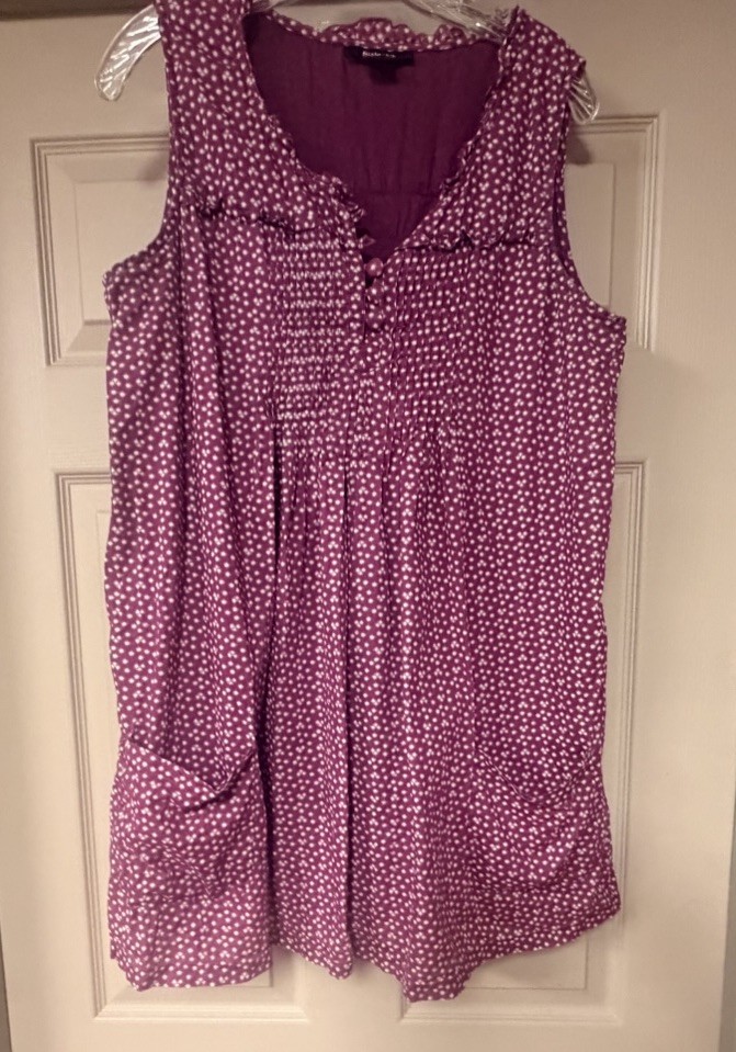 Style & Co. Women’s Size 10 Front Pockets Sleeveless Burgundy and White Dress