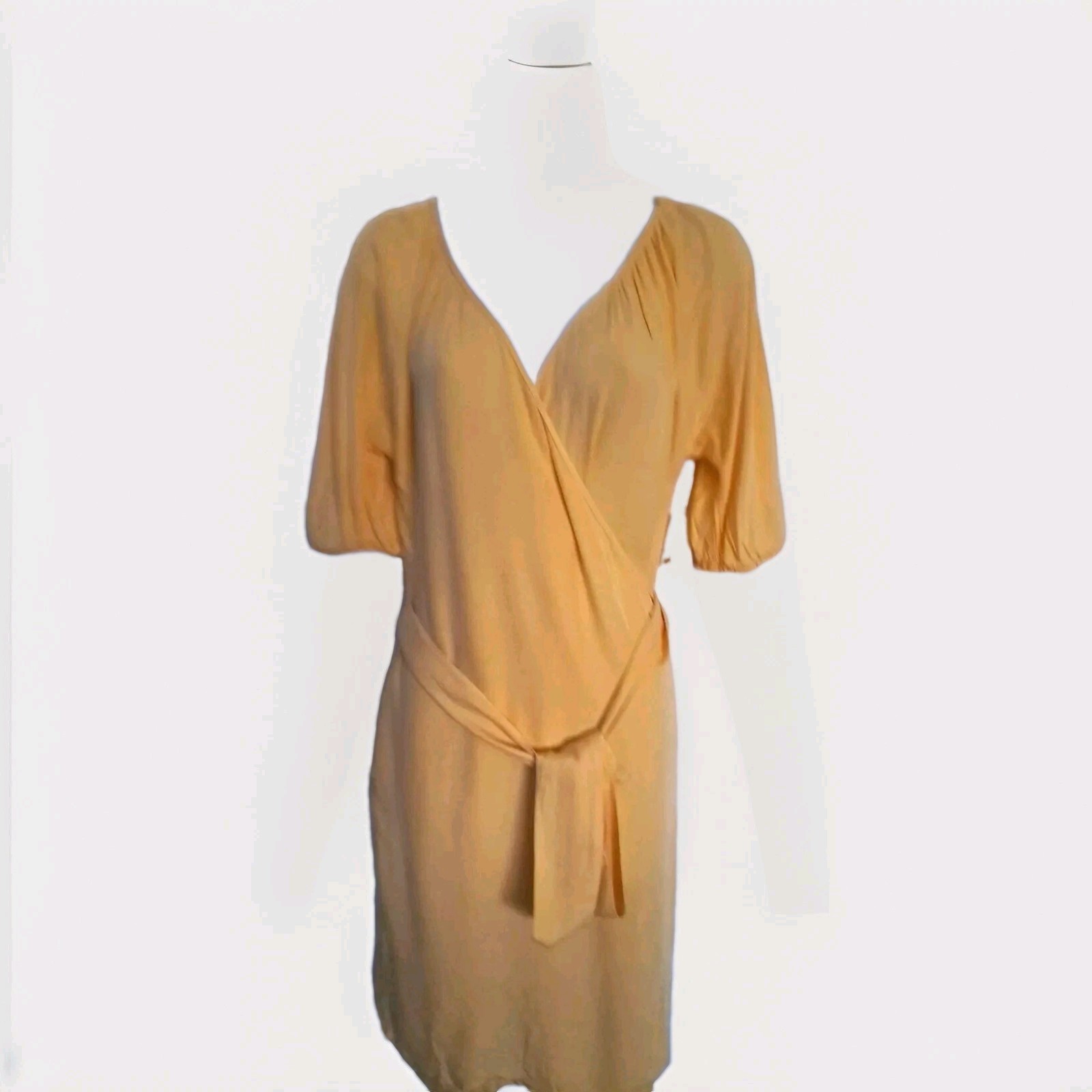 Goodthreads Women’s Mindi Wrap Fluid Twill Dress Light Yellow Size Small
