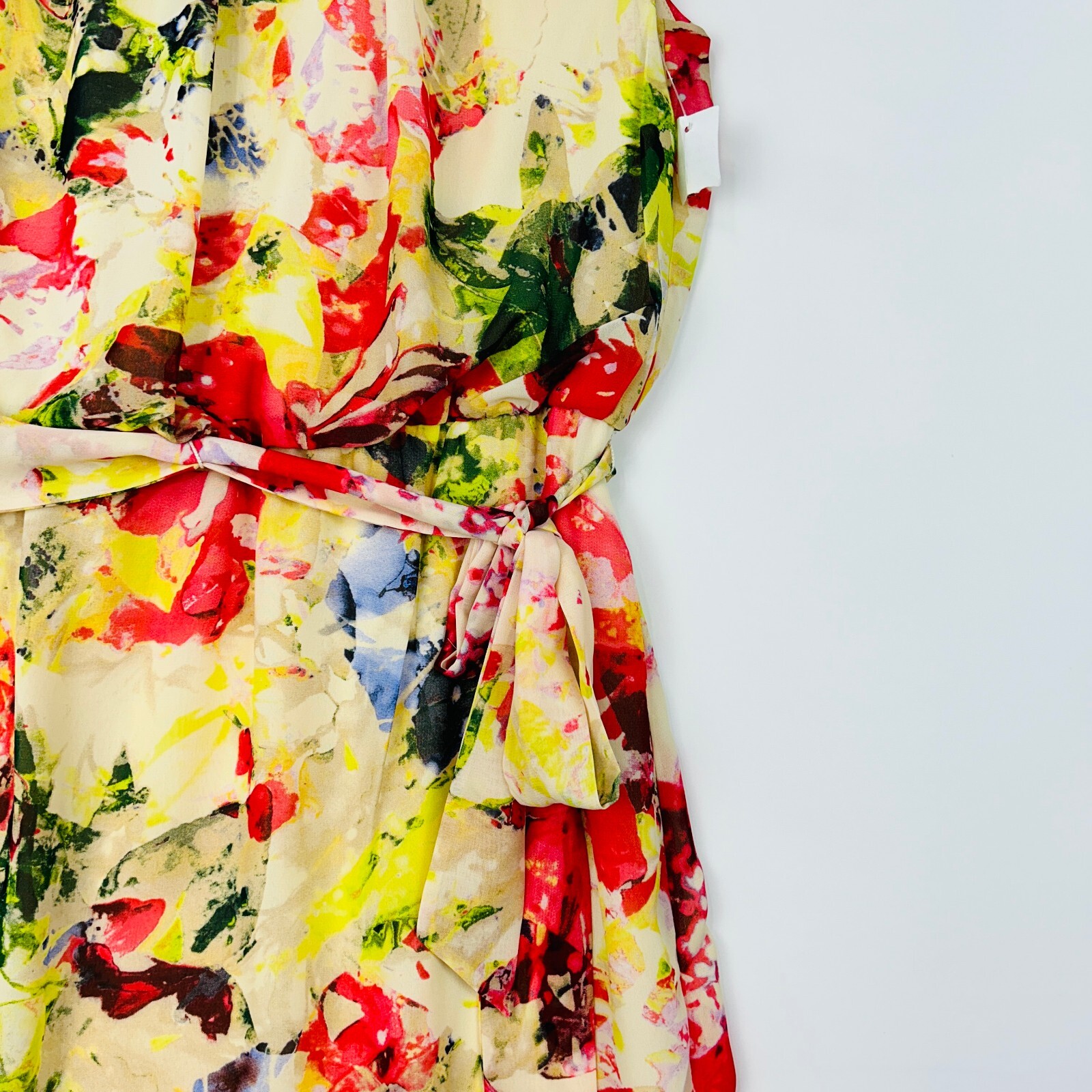 Robbie Bee Ruffle Dress Women 12 NEW Graphic Floral Sleeveless Flounce A-Line