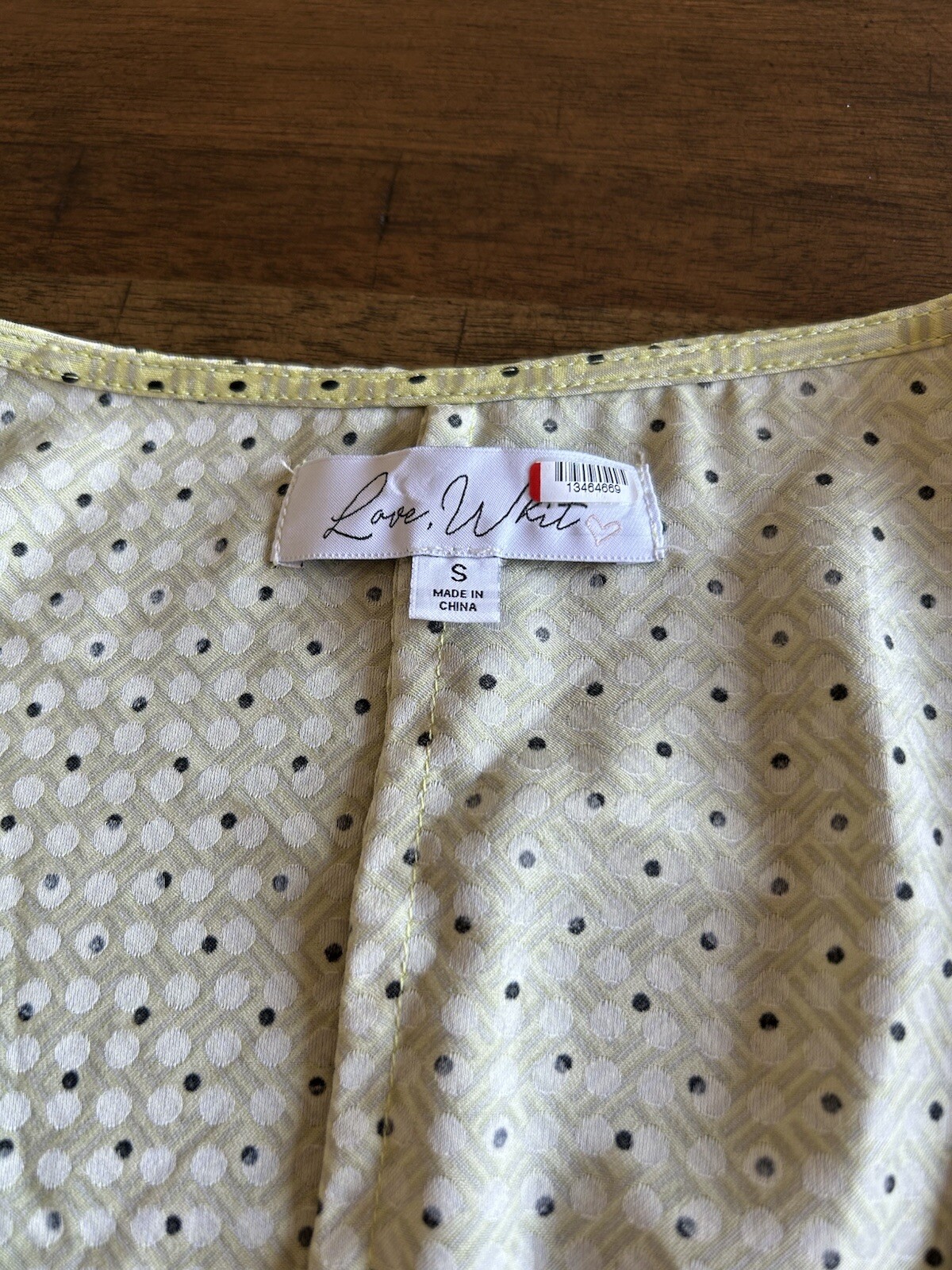 Love Whit by Whitney Port Citron Dot Tie Waist Polka Dot Maxi Dress Size Small
