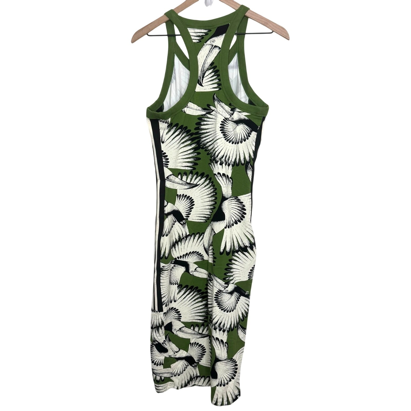 Farm Rio Active Adidas Toucan Wings Midi Dress Green Size Medium Cotton