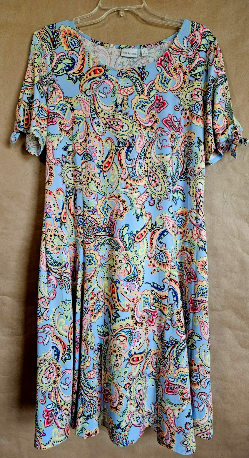 KIM ROGERS WOMENS DRESS A-LINE COLD SHOULDER MULTI COLORS SIZE LARGE # 4887