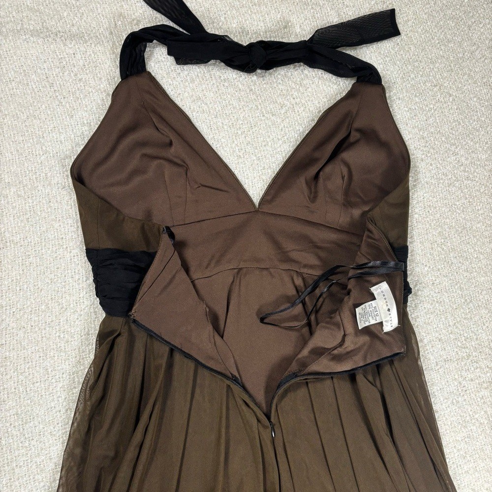 london style y2k halter brown black flowy dress goth grunge fairy downtown girl