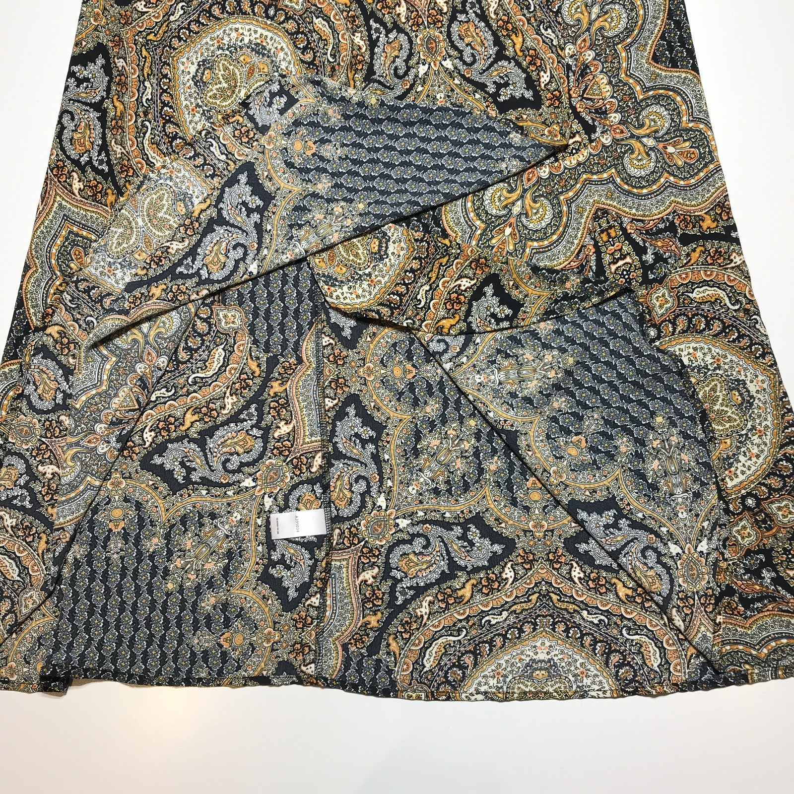 NWT Bishop + Young Woven Paisley Patchwork Wrap Dress Maxi in Black Combo XL