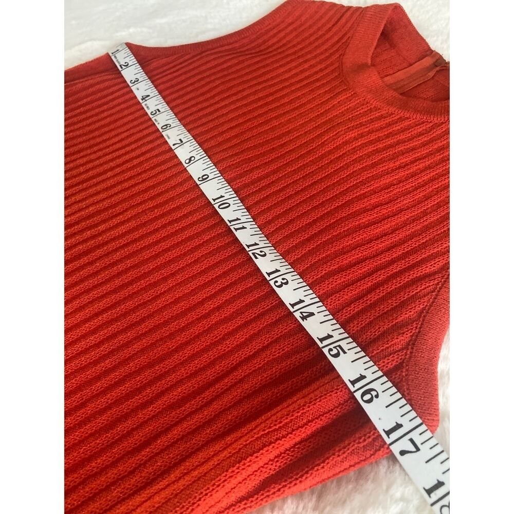 St John Collection Orange Ribbed Sleeveless Santana Knit Sheath Dress Size 6