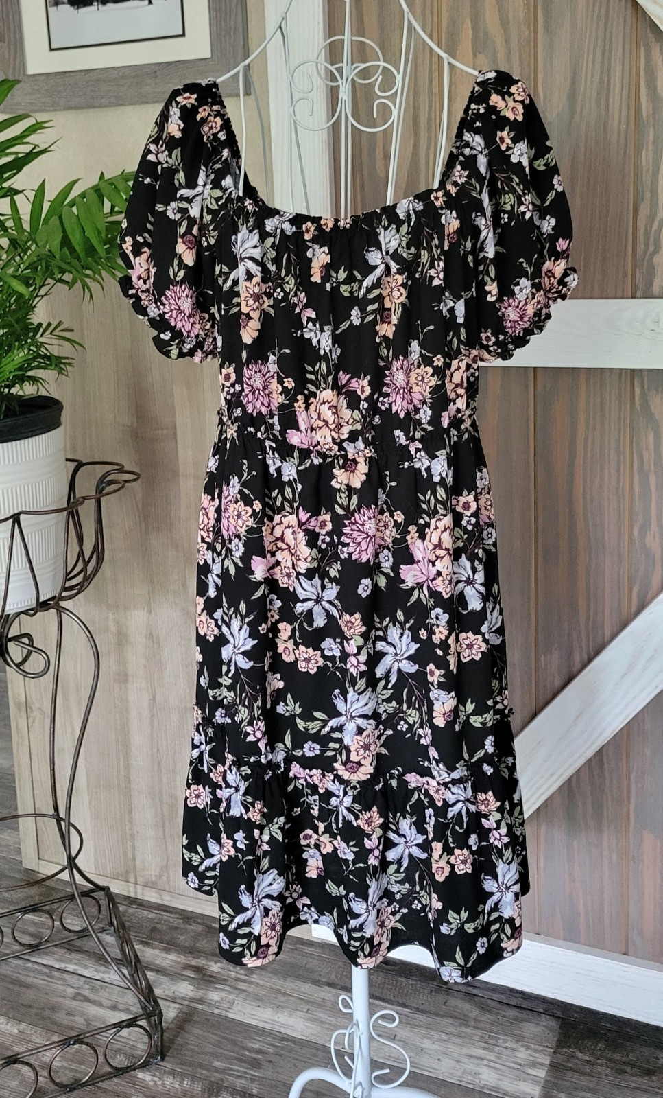 Rewind Womens Dress 2XL Black Ditsy Floral