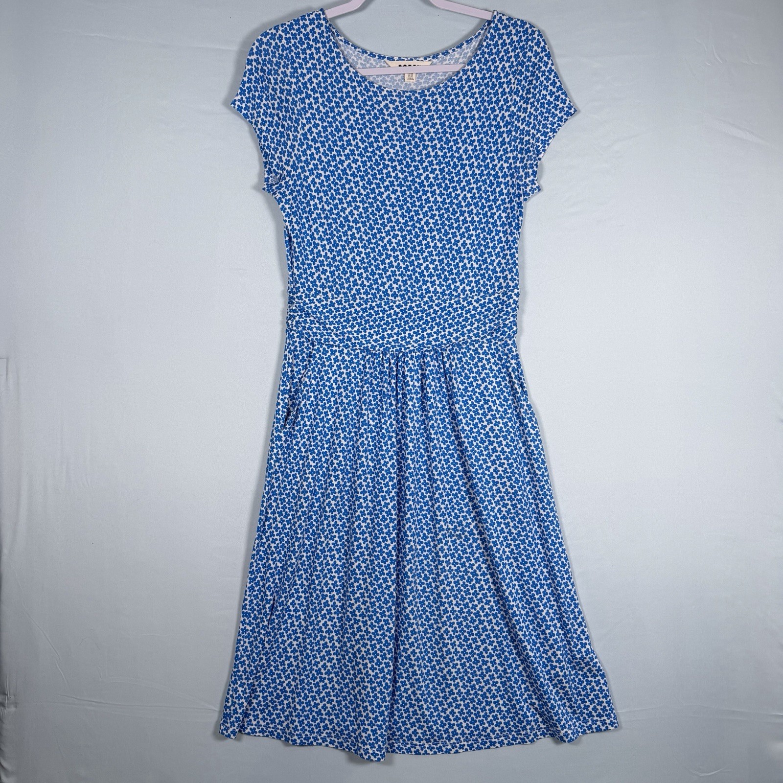 Boden Size US 6R Amelie Jersey Blue Floral Knit Dress Pockets Stretchy