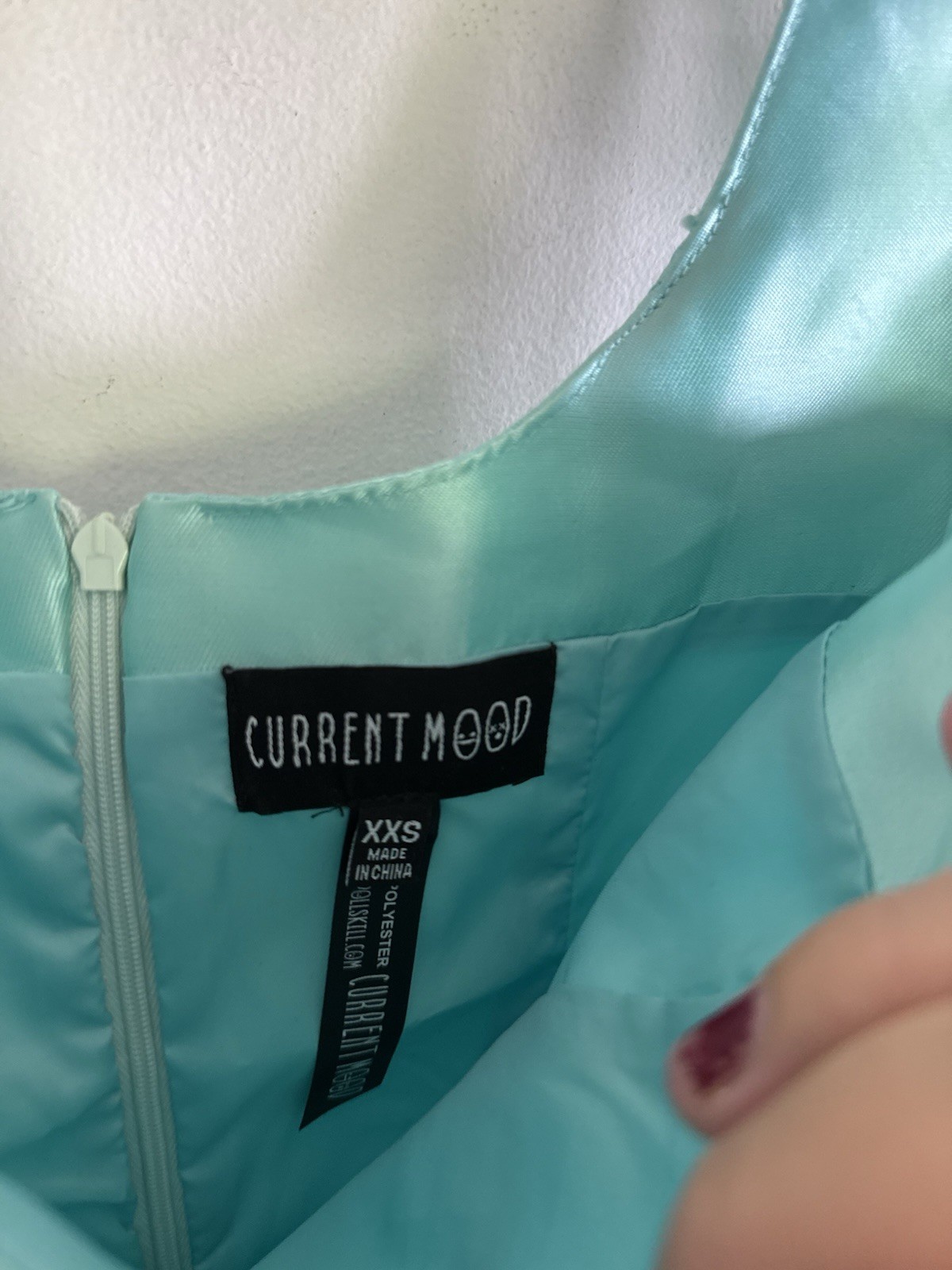 Current Mood Dolls Kill Womens Pixie Starbust Aqua Taffeta Mini Dress, Size XXS