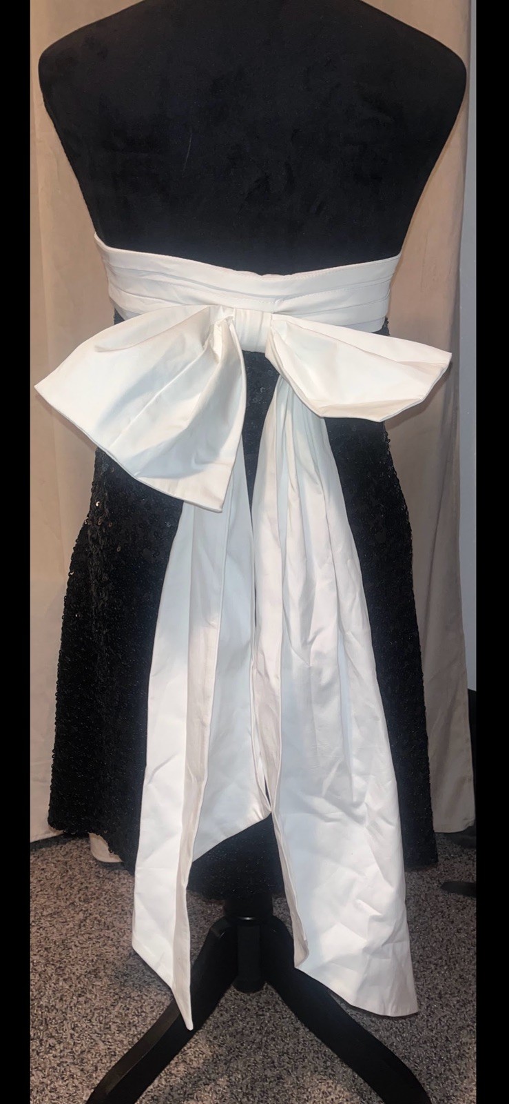 FASHION NOVA Becca Bow Sequin Mini Dress Black White Bow Party Plus 2X