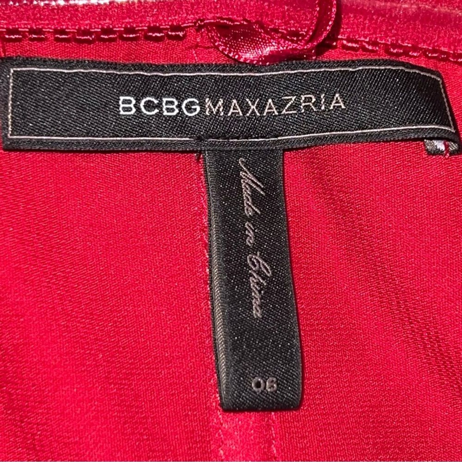 BCBGMaxAzria Deep Red Strapless Sweetheart Neckline Pleated Skirt on Dress-Sz 6