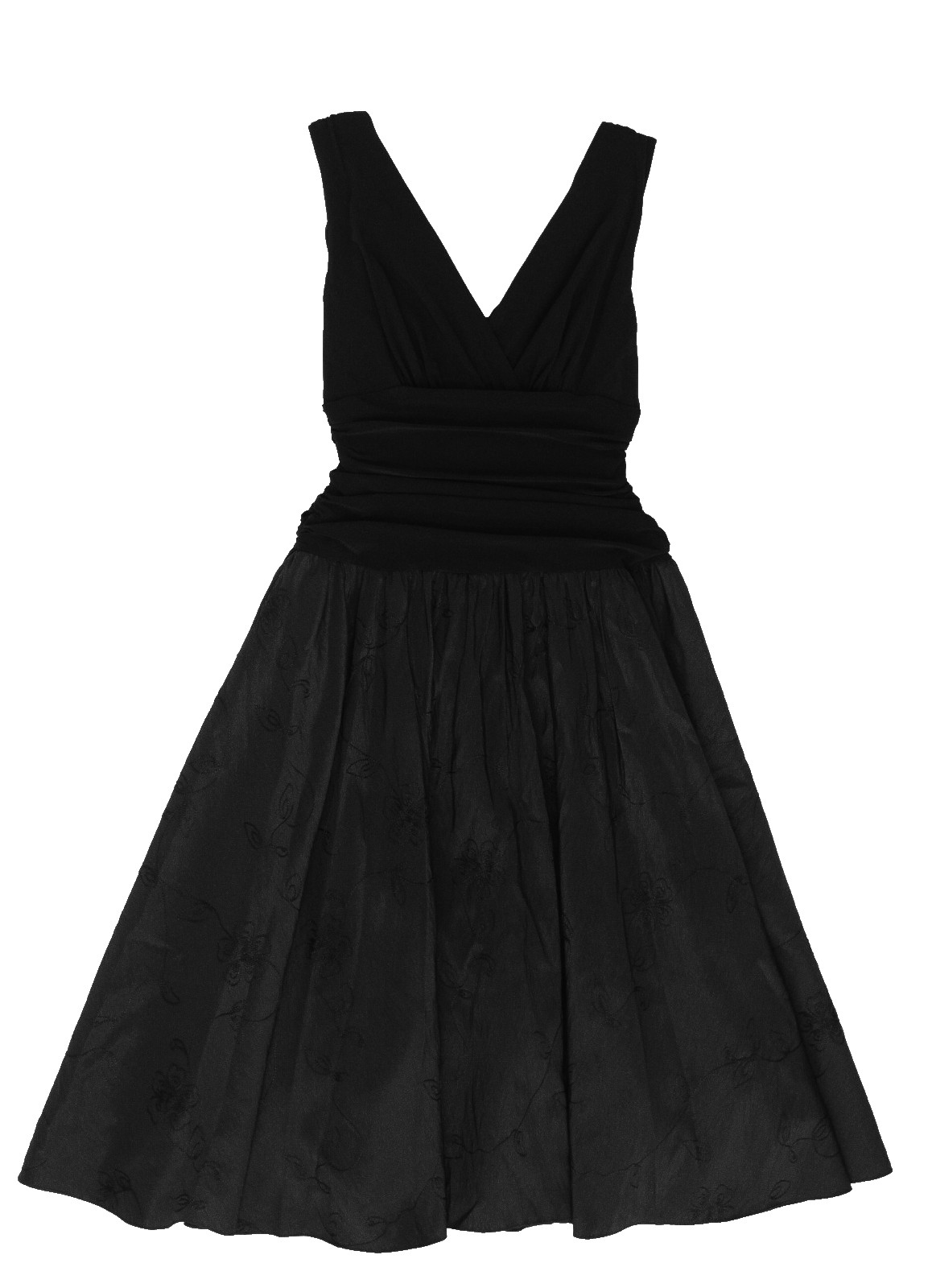 Vintage Black Drop Waist Floral Embroidered Dress Size 10 Whimsigoth 90s Y2K