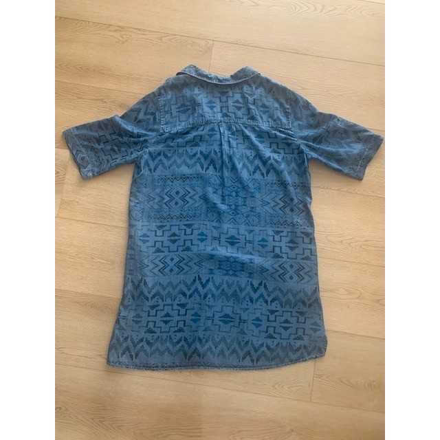 Philosophy Republic Blue Aztec Tencel Shirt Dress XXL Short Sleeve Pocket