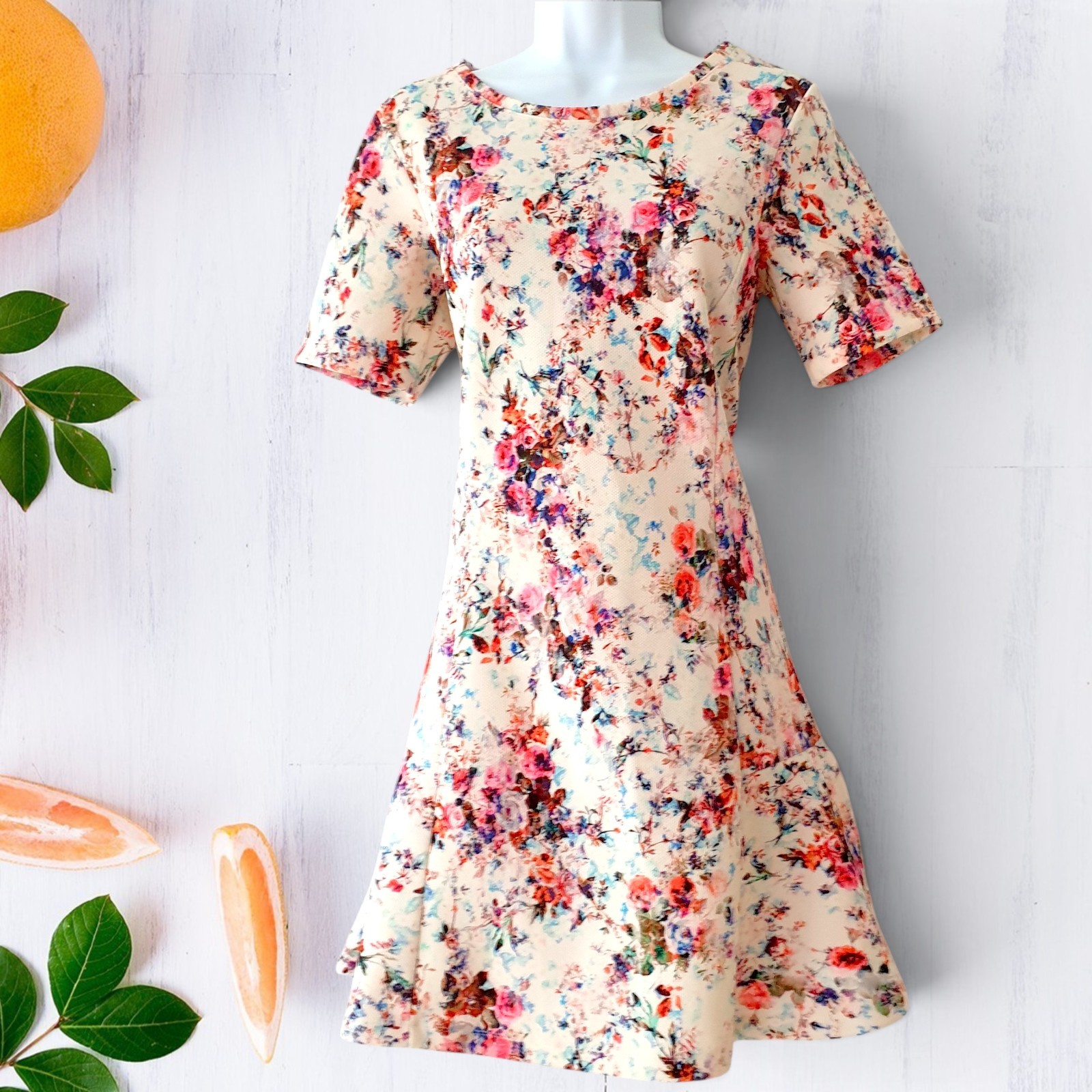 WAREHOUSE Floral Dress 10 Cream Wedding Guest Races Party Summer Graduation New