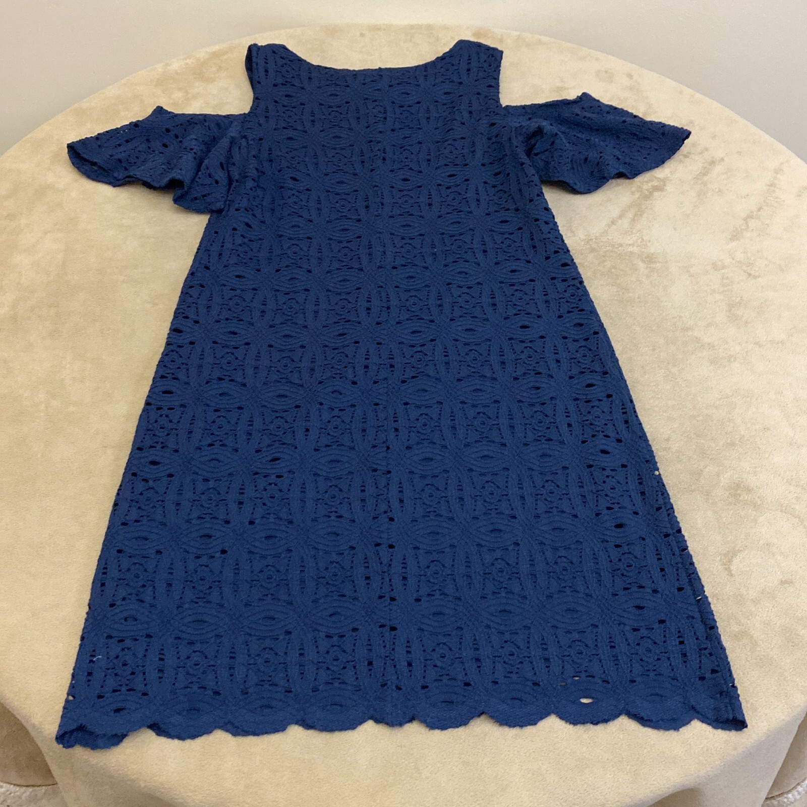NWT Ronni Nicole Womens Navy Blue Cold Shoulder Sleeve Shift Dress Size Small