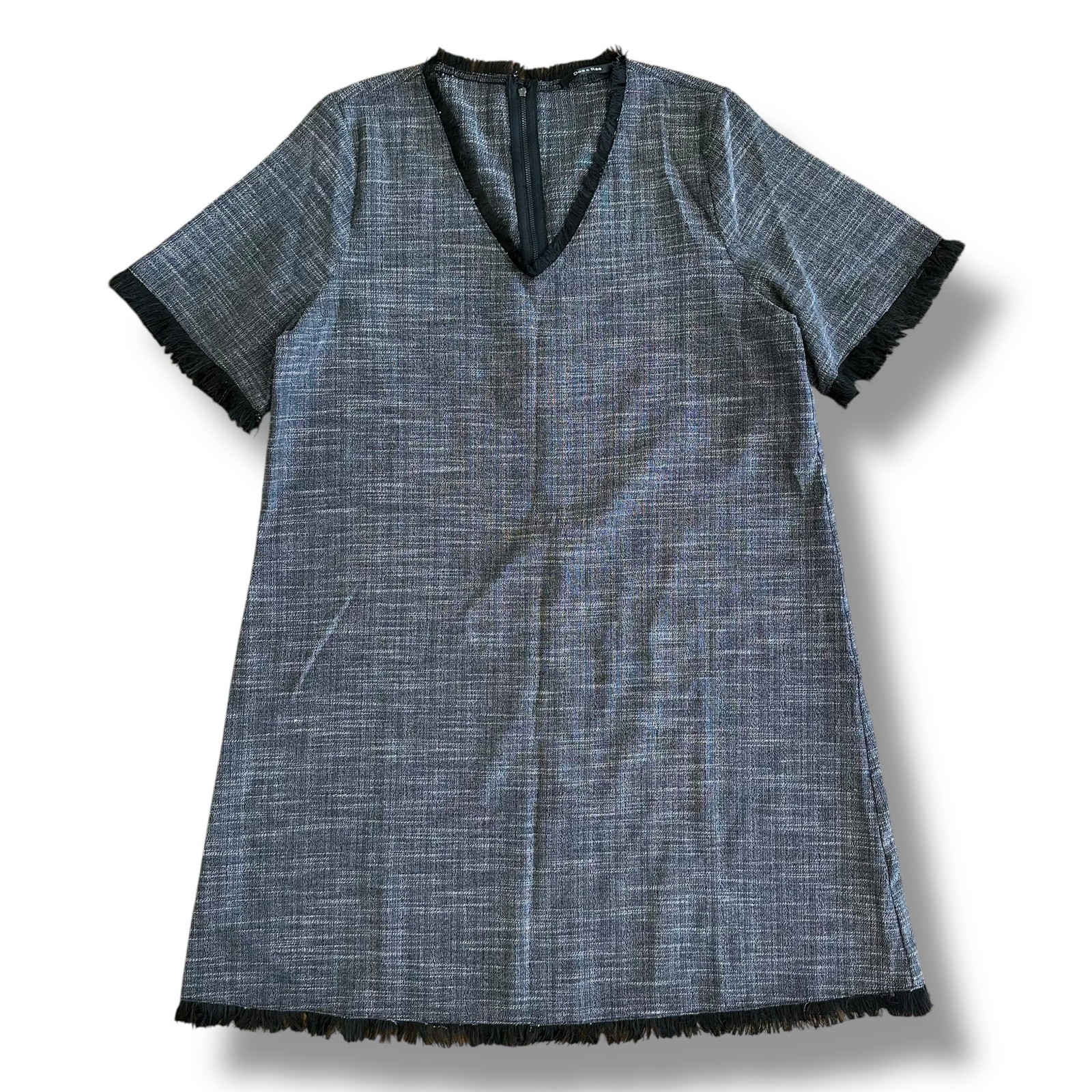 Doe & Rae Tweed Shift Dress Black Gray L NWT Workwear Parisian Chic Capsule
