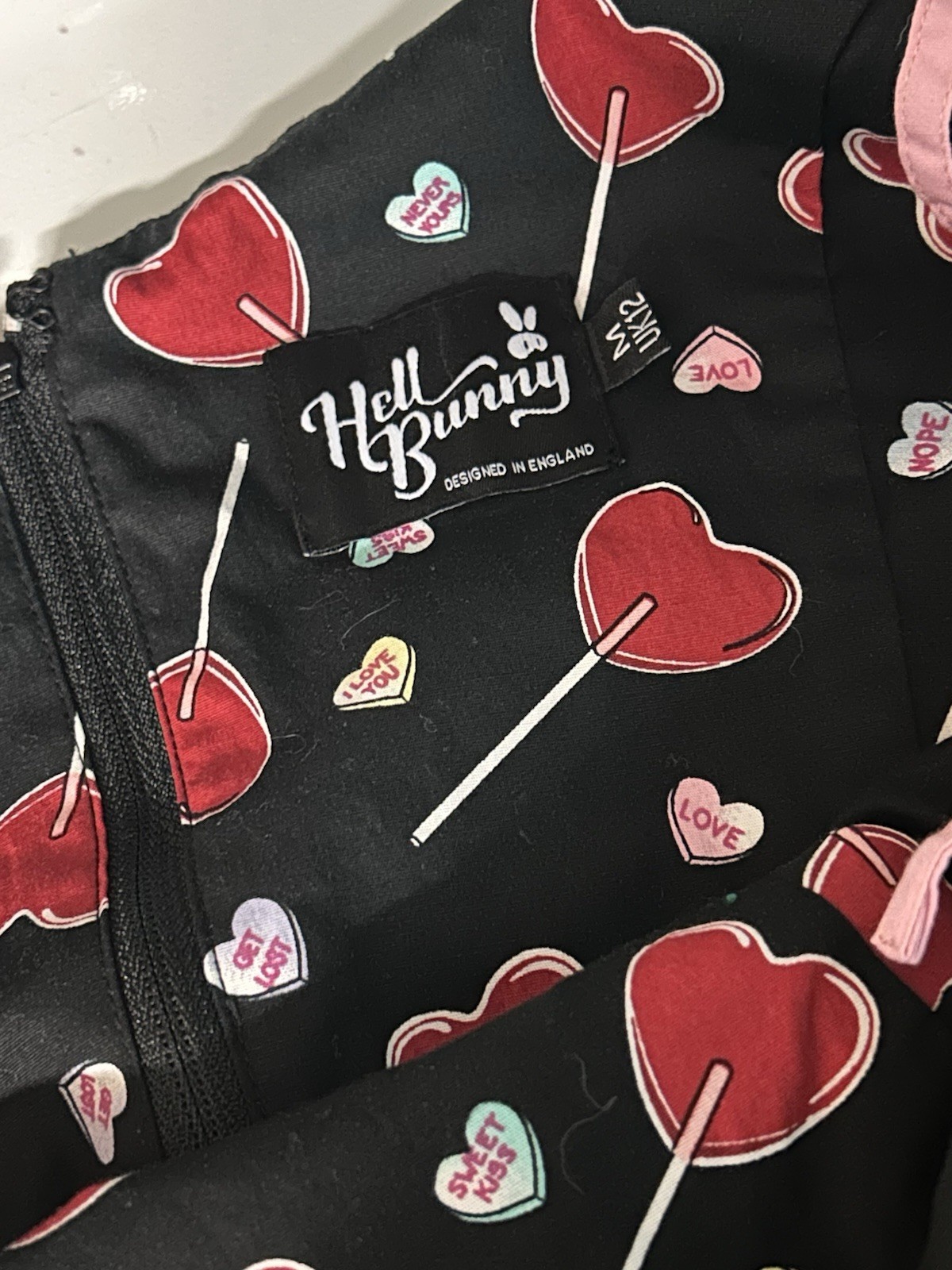 Hell Bunny Black Red Candy Heart Lollipop Swing Sweetheart Dress Medium Pinup