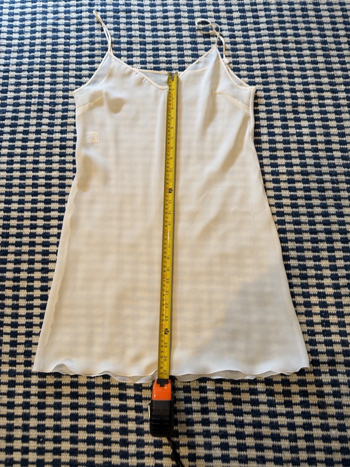 Vintage Cacharel Pixel-Print Long Sleeve Shift Dress in Ivory, Red & Navy Sz 12