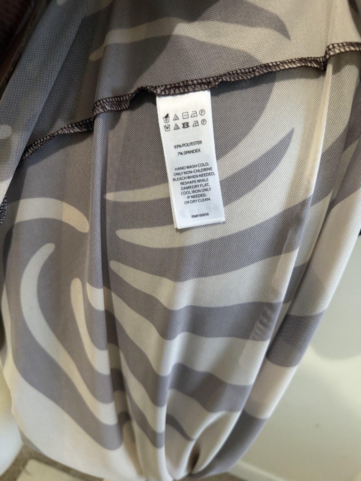 Caroline Constas XS Mesh Maxi Dress Brown Beige Abstract V-Neck Sheer Bell
