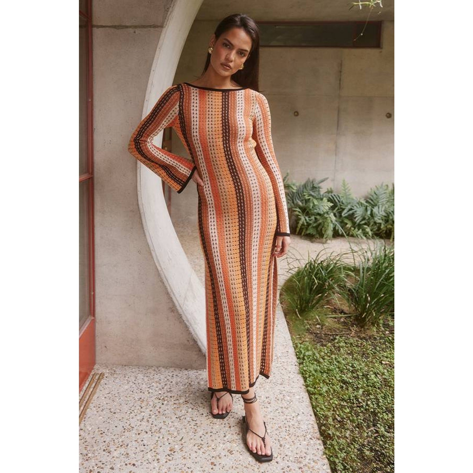 Seven Wonders Aimee Crochet Knit Midi Dress Coverup Orange Multi S NWT Beach