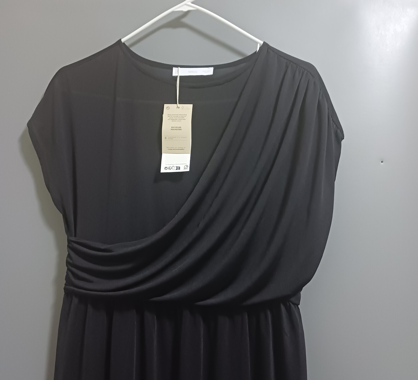 MNG Mango Women’s Dress Black Maxi Long Semi Sheer Sleeveless unlined US 6 M