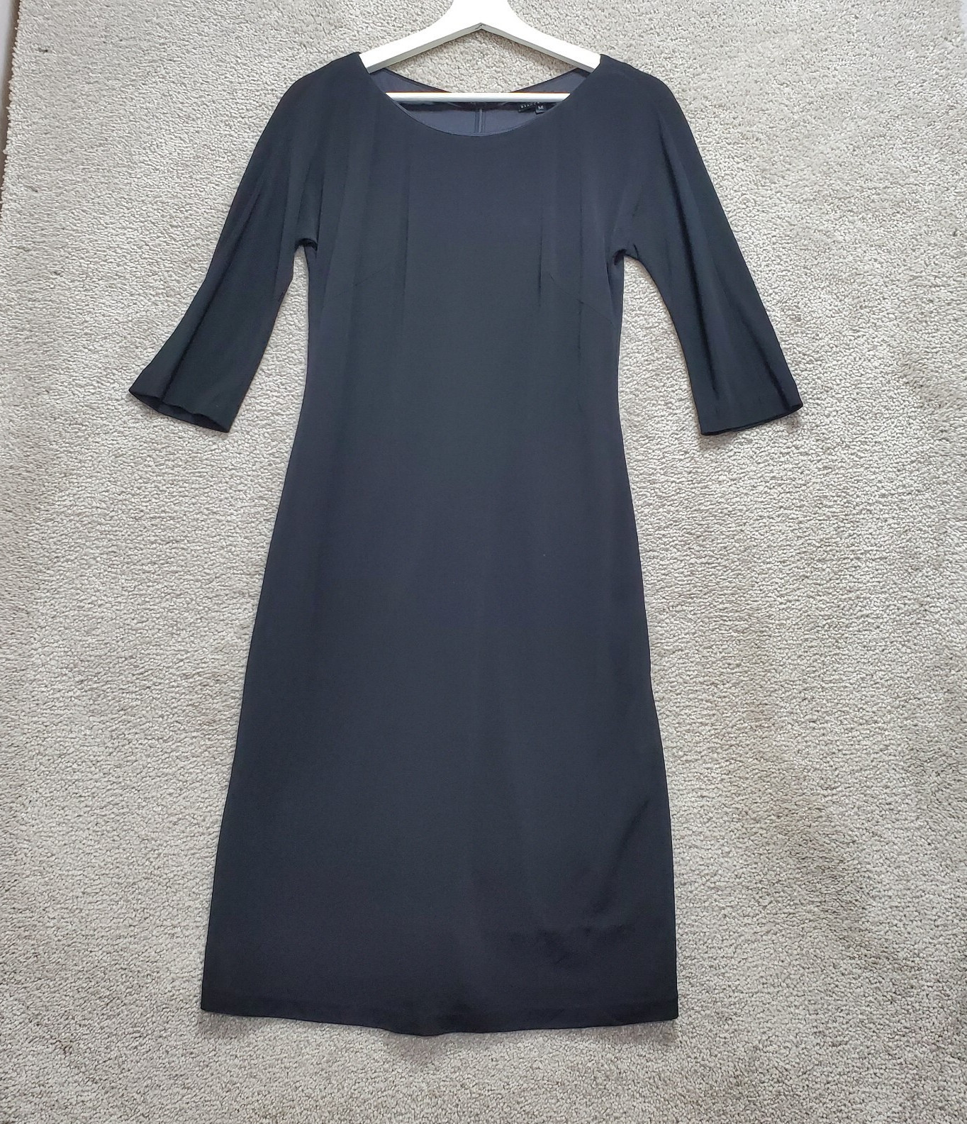 Maria Bianca Nero Shift Dress Womens Medium Black Round Neck 3/4 Sleeve Pullover