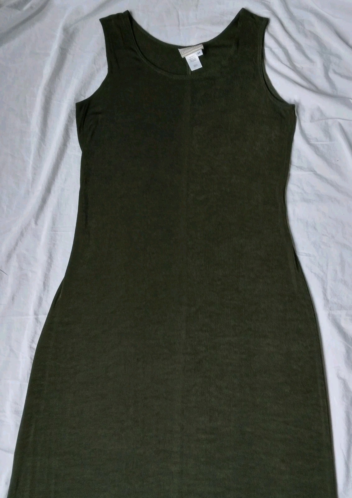 Vintage Coldwater Creek Acetate Blend Stretch Maxi Dress Green Womens Medium