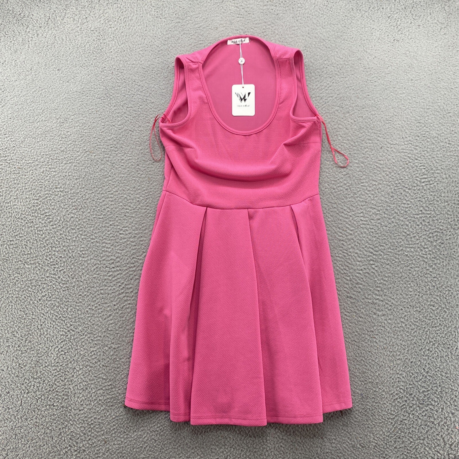 White Mark Women’s Pink Pleated Fit & Flare Tank Dress in Size Medium NEW