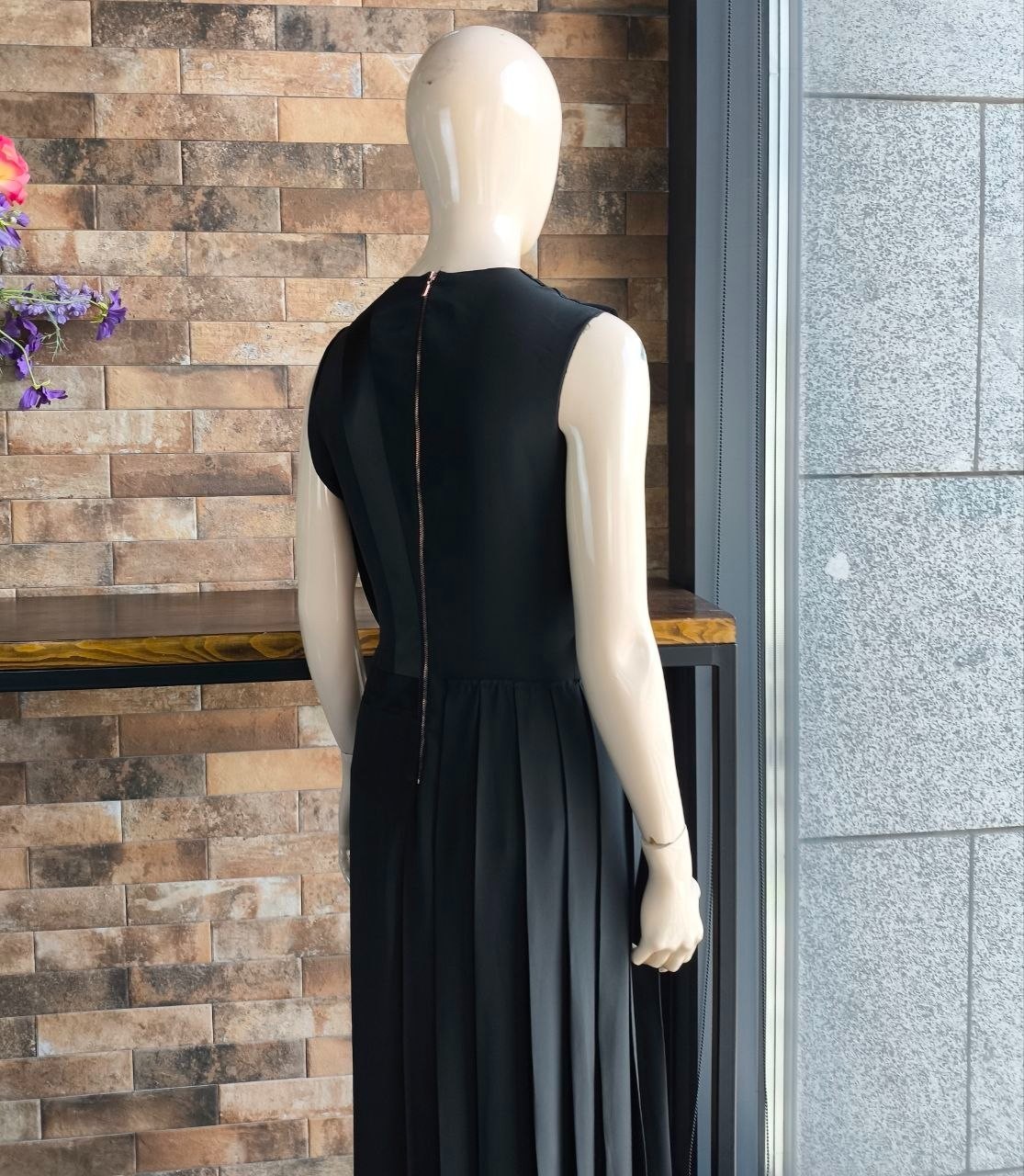 Cedric Charlier 2013 Black Asymmetric Pleated Evening Avant-garde Dress IT42