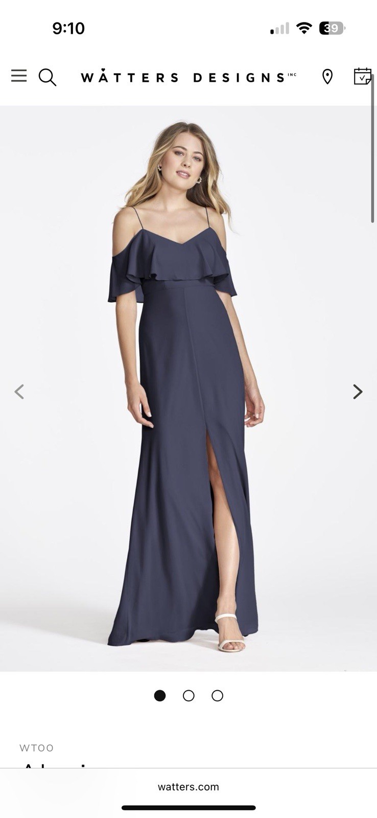 WTOO Dress Size 2 Watters Designs HEMMED FOR 5ft With 2 Inch Heels