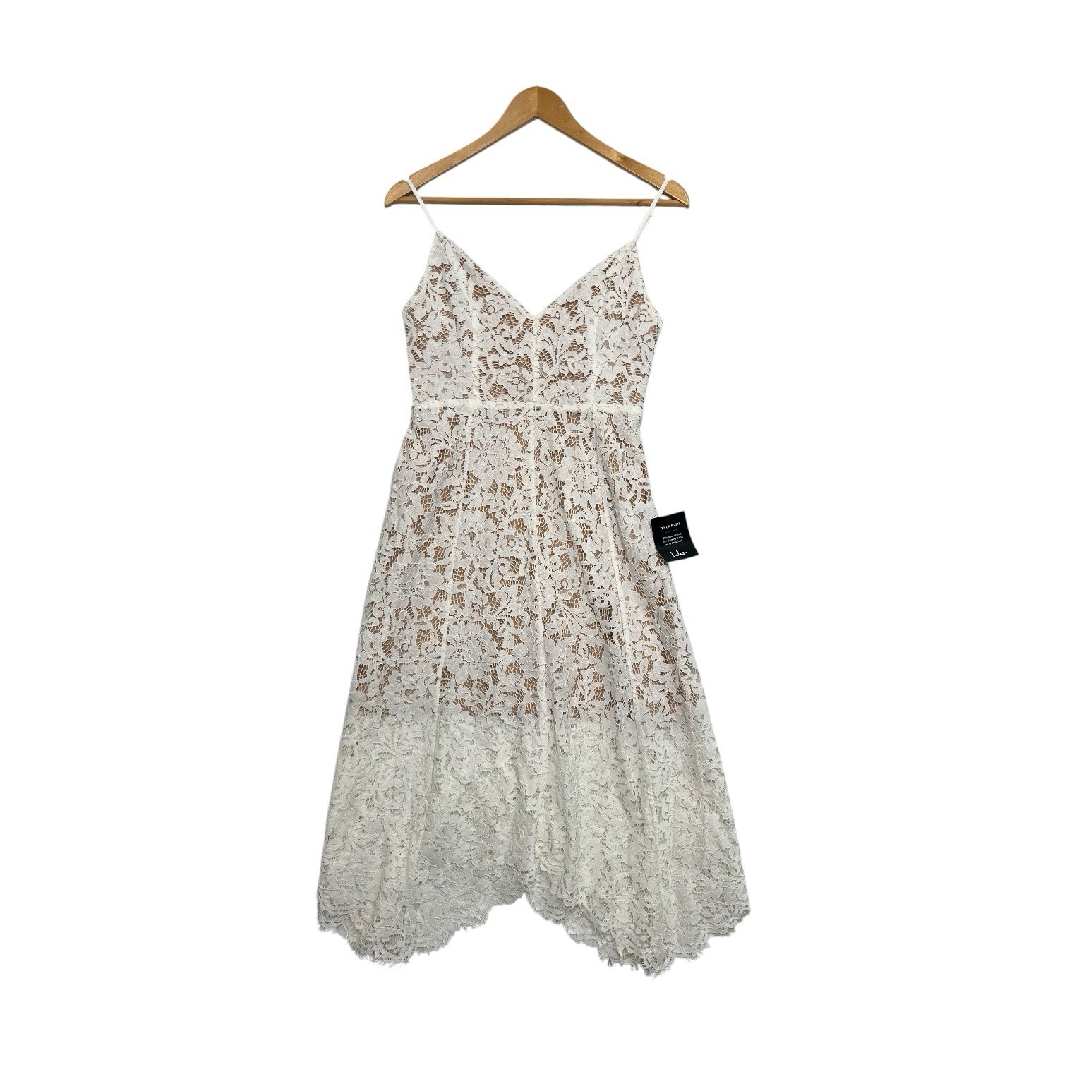 Lulus Dress Womens Small White Lace Overlay Midi Cocktail Wedding Romantic Boho