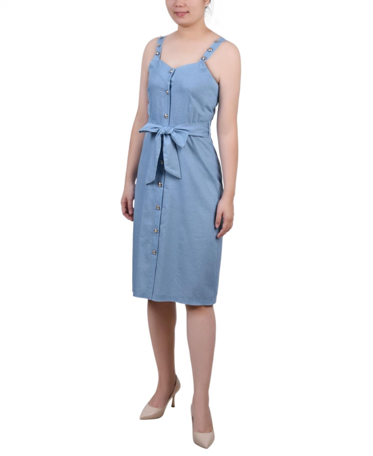 Ny Collection Womens Petite Sweetheart Neck Chambray Sundress PCBD1241 PS PM PL