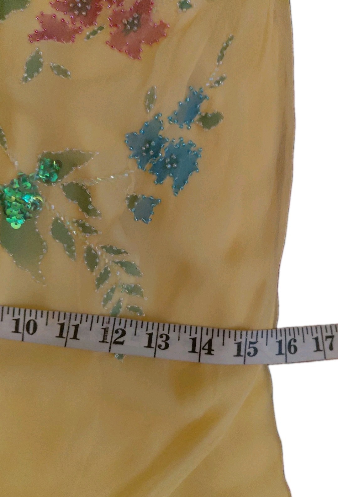 Vintage Cache Yellow Dress Maxi Beaded Floral Gown 2 S Silk Y2K Glam Evening