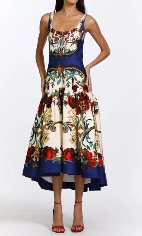 Alice and OLIVIA DIANA STRUCTURED MIDI DRESS In GILDED ROSE US 6 UK /AU 10 NWT