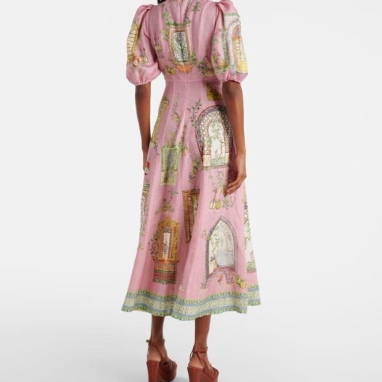 Alemais Monte Midi Dress Pink Print Size 8 AU