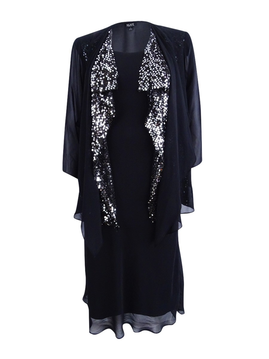 SL Fashions Women’s A-Line Dress and Sequin Jacket