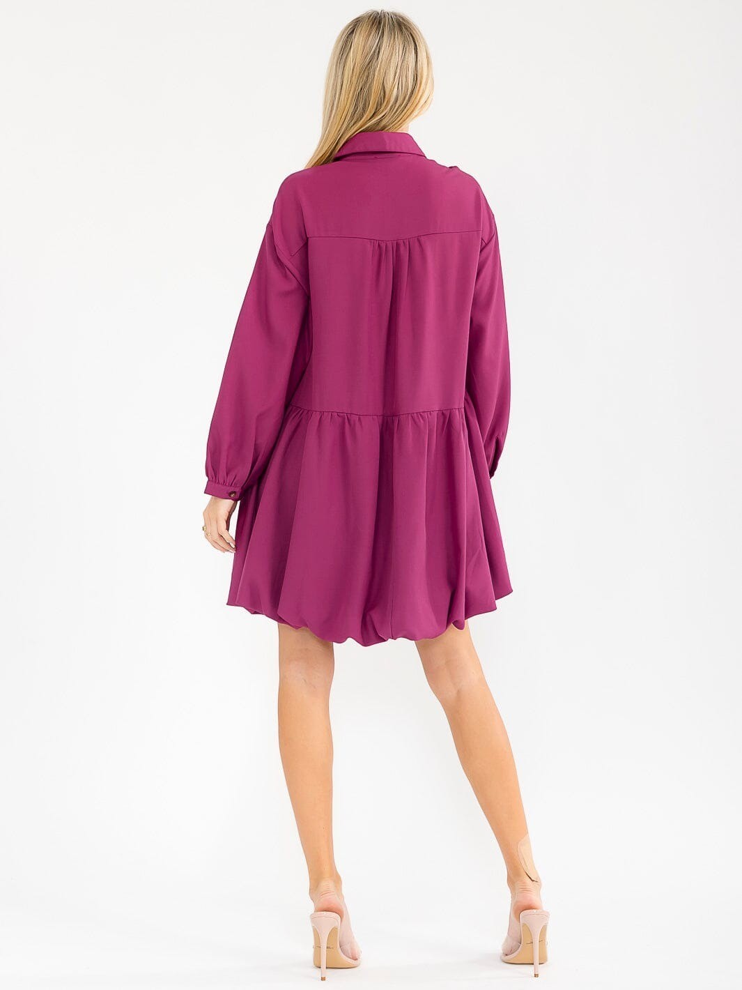Entro Womens Long Sleeve Button Up Mini Dress Loose Fit Various Colors S M L