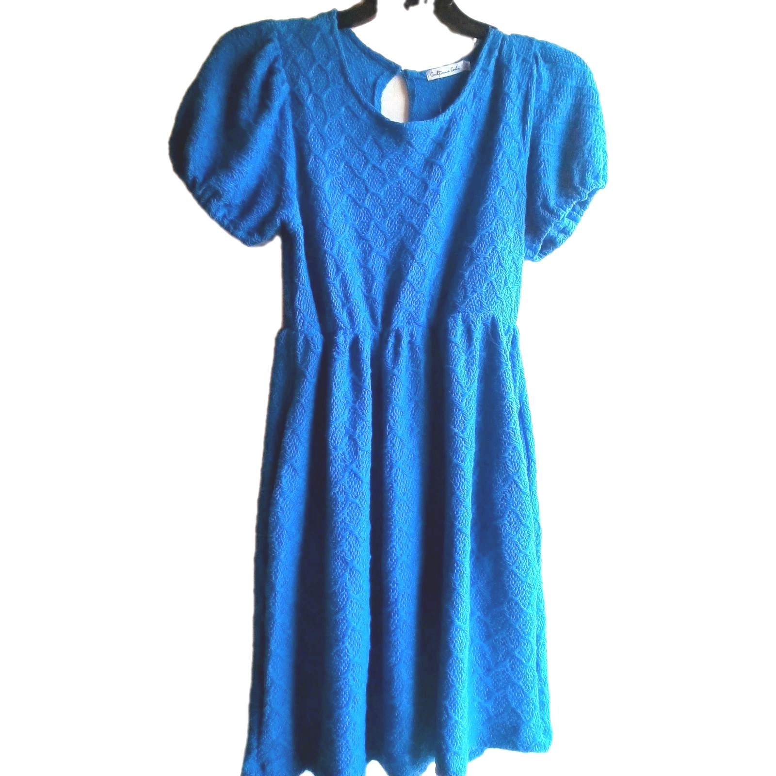 Coulture Code Short Sleeve Blue Dress With Pockets Size Med New Condition