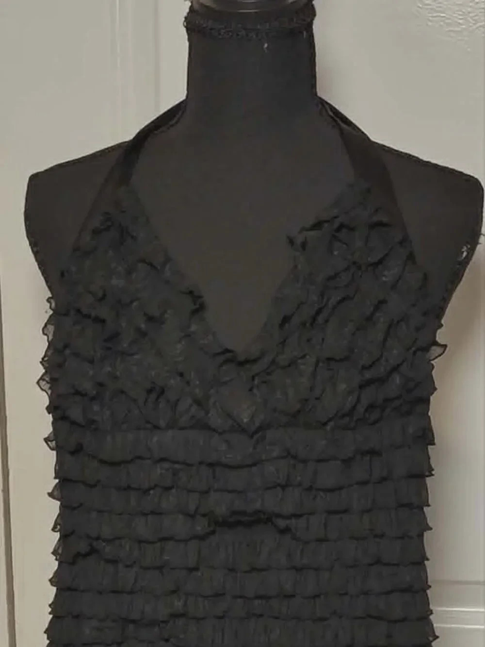 Betsey Johnson Black Ruffle Halter Dress Size Small