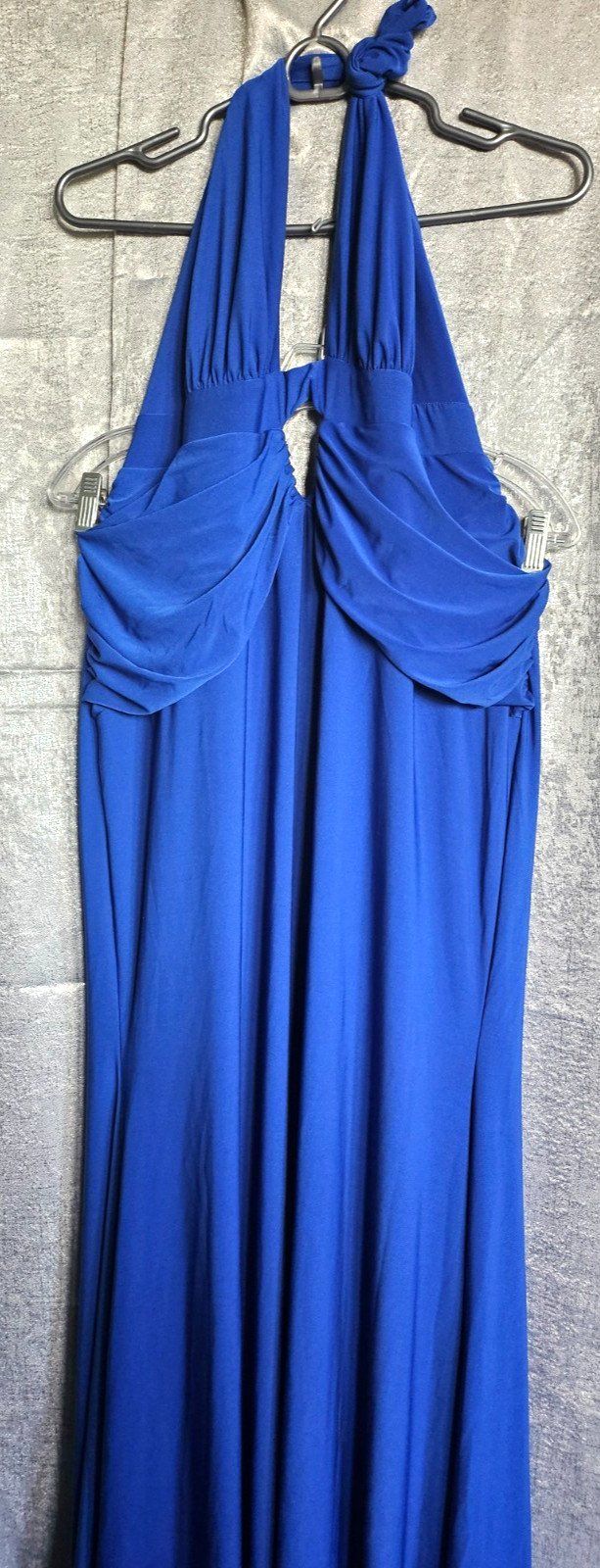 Fashion Nova woman maxi dress 3XL blue Knit Stretch Sleeveless open back halter