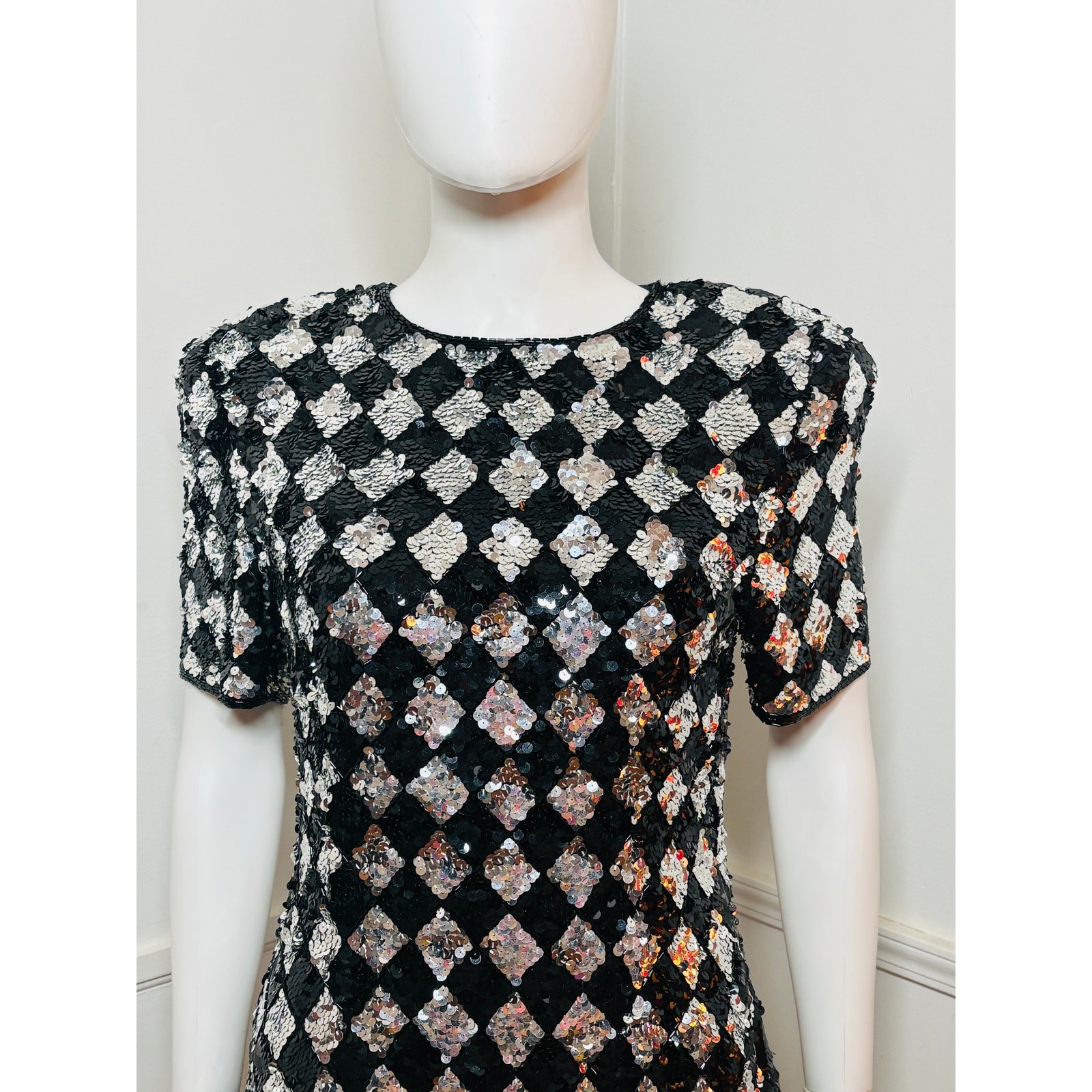 1980s Vintage NWT Harlequin Sequined Mini by A.J Bari