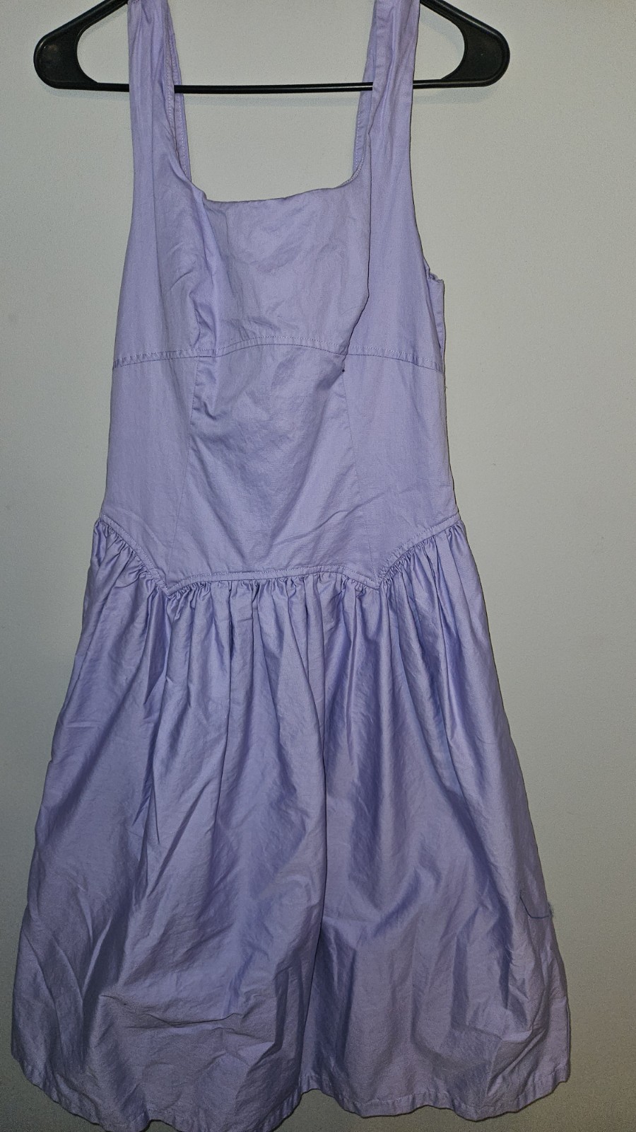 Scoop Lavender Fit & Flare Knee Dress Square Neck Bow Smocked Poplin S (4~6)