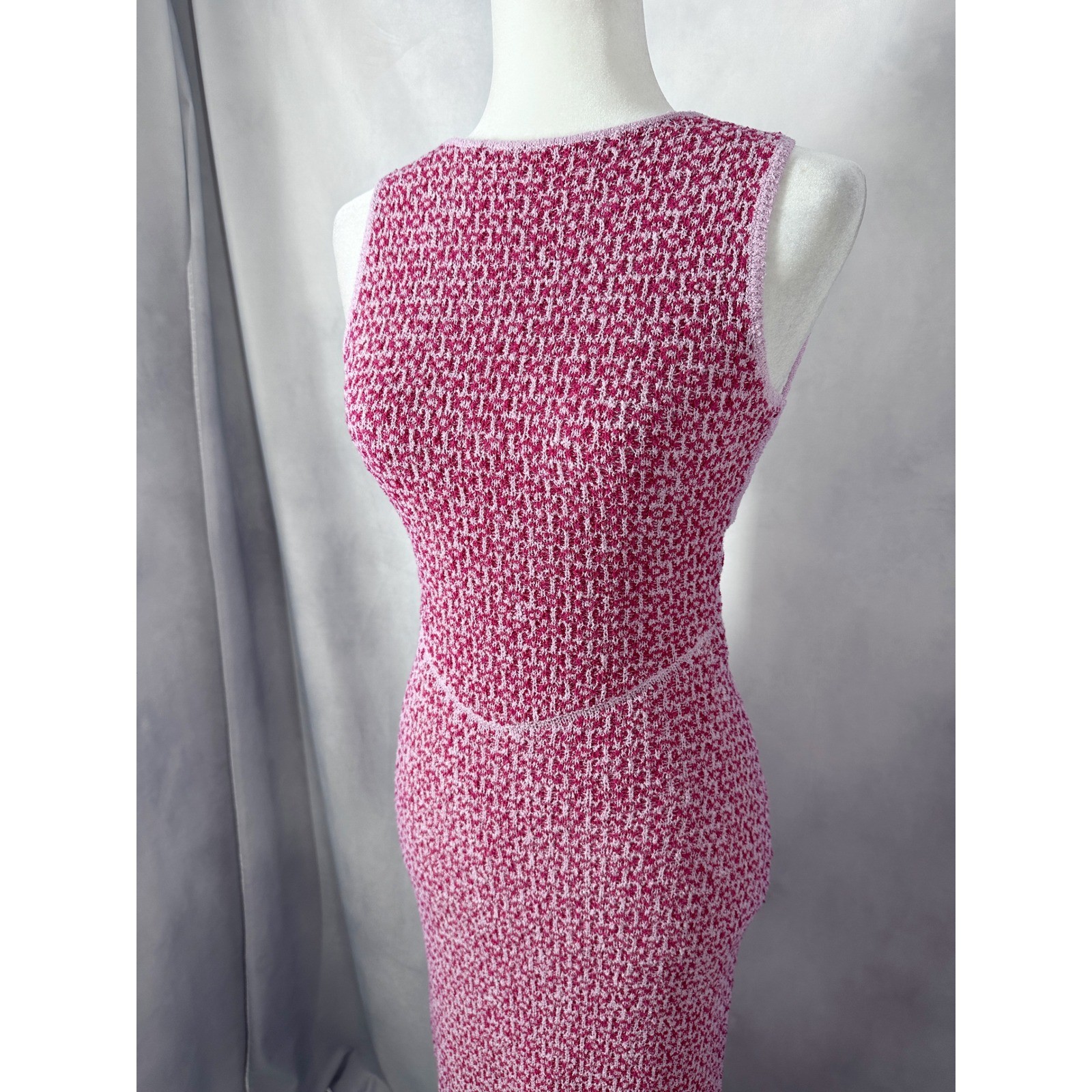 FP Beach Mindy Pink Knit Halter Open Back Midi Maxi Dress Women’s Size Medium